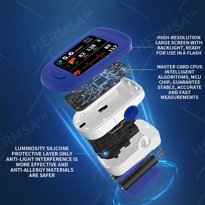 【OFFICIAL STORE】HERMSA High-Precision Multi-Purpose Non-Invasive Medical Device(For Blood Glucose, Blood Oxygen, and Blood Pressure Monitoring)[99.9% Accuracy]