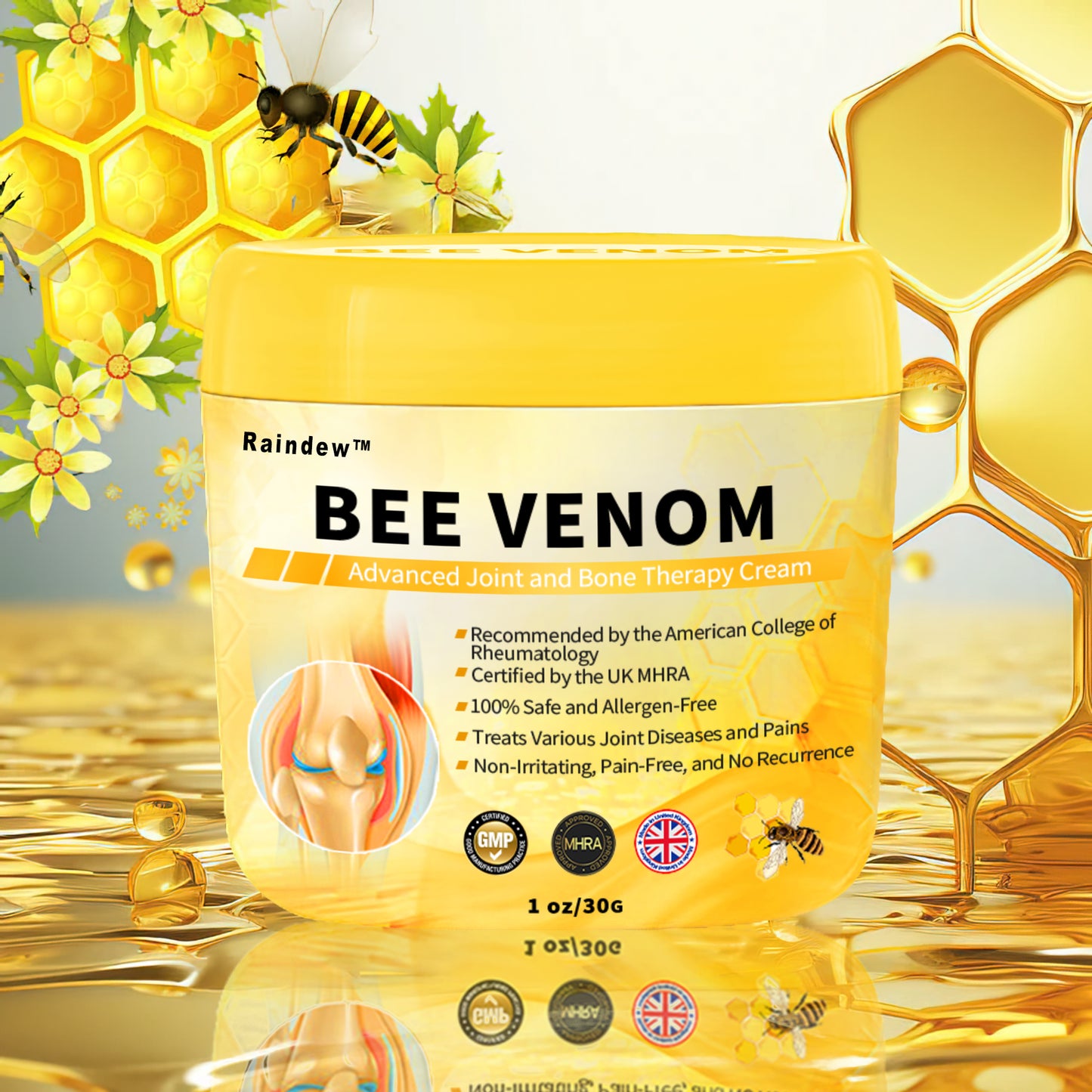 Official Brand: Raindew™ Bee Venom Advanced Joint and Bone Healing Cream  (New Zealand Bee Extract - specializing in orthopedic conditions)💍