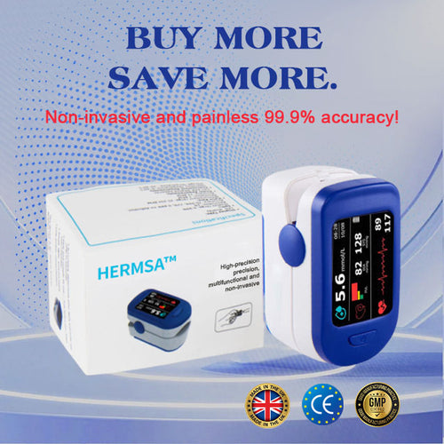 【OFFICIAL STORE】HERMSA High-Precision Multi-Purpose Non-Invasive Medical Device(For Blood Glucose, Blood Oxygen, and Blood Pressure Monitoring)[99.9% Accuracy]