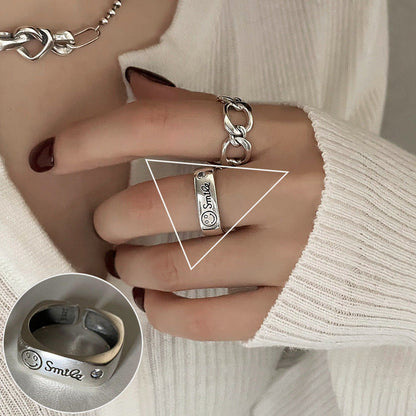 Minimalistisk 925 silverring för kvinnor Mode Kreativ Oregelbunden Geometrisk Estetisk Öppen Ring Födelsedagsfest Smycke Present