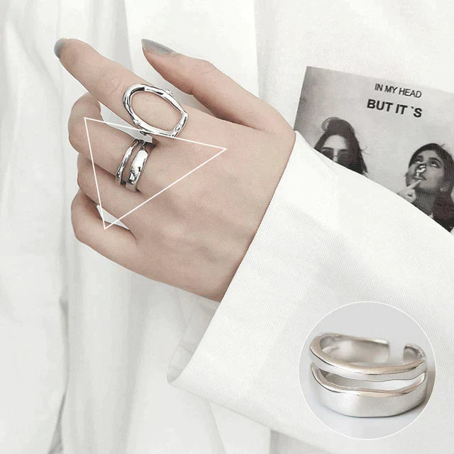 Minimalistisk 925 silverring för kvinnor Mode Kreativ Oregelbunden Geometrisk Estetisk Öppen Ring Födelsedagsfest Smycke Present